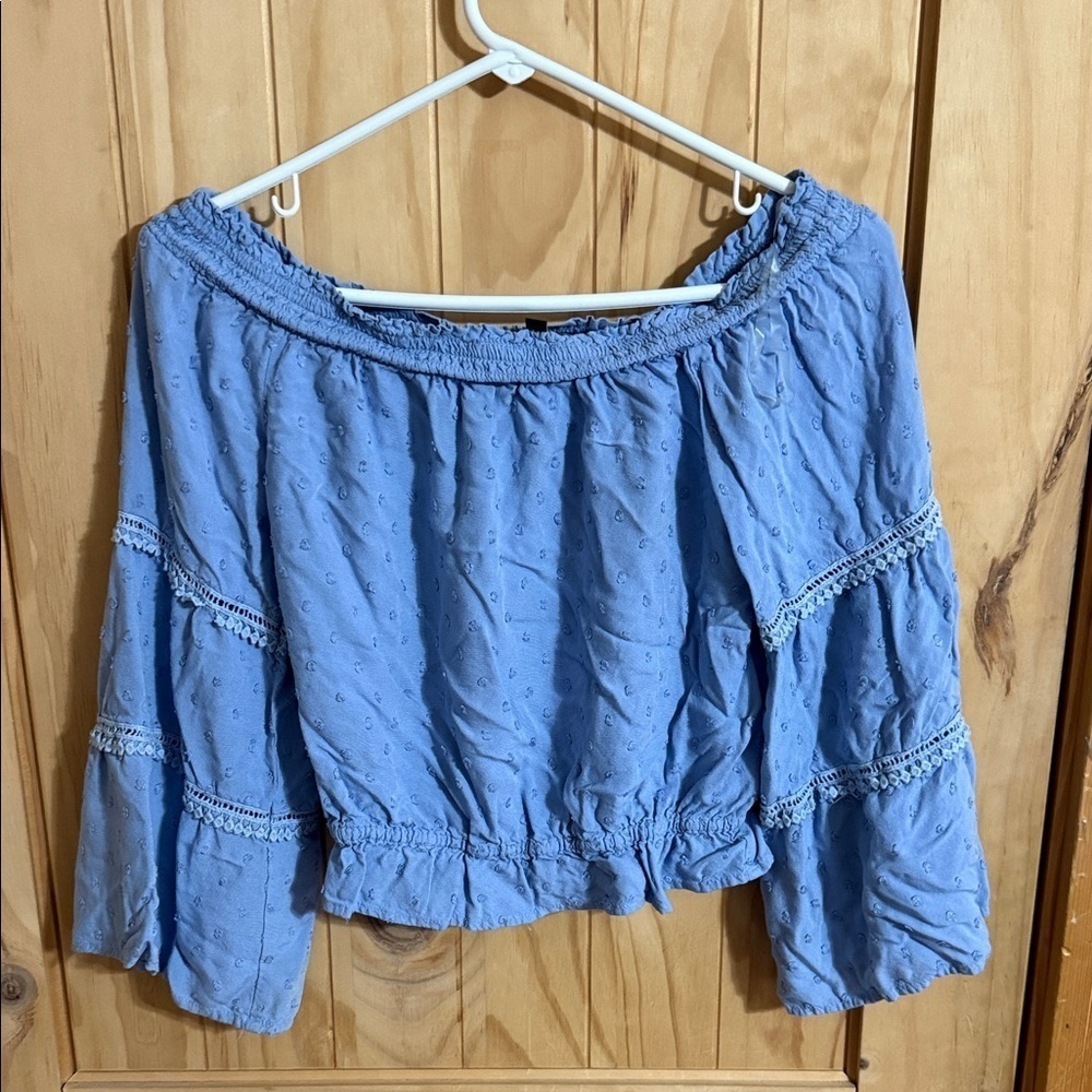 Derek Heart Blue Off-Shoulder Women's Top